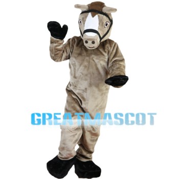 Standing Brown Horse Mascot Costume