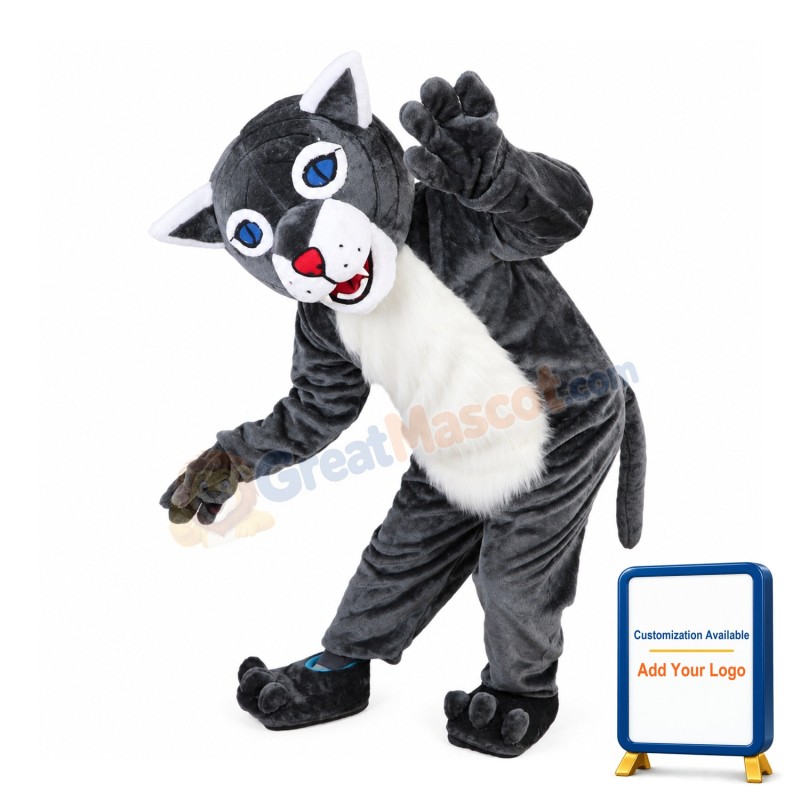 Blue Eyes Wolf With Furry Belly Mascot Costume