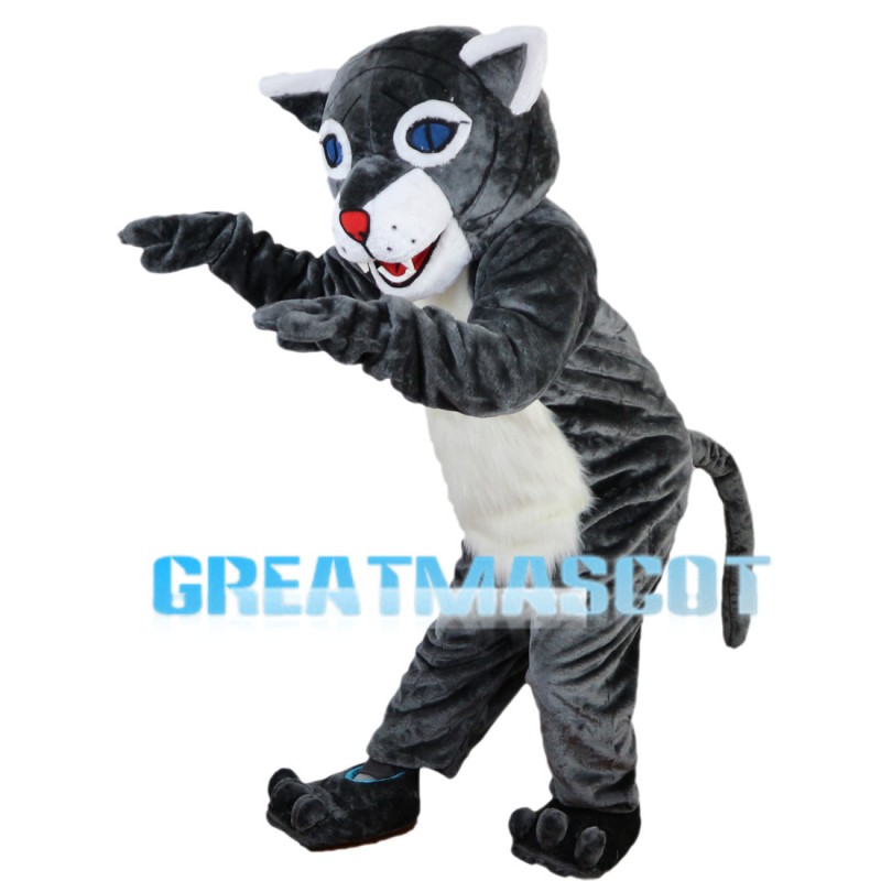 Blue Eyes Wolf With Furry Belly Mascot Costume