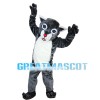 Blue Eyes Wolf With Furry Belly Mascot Costume