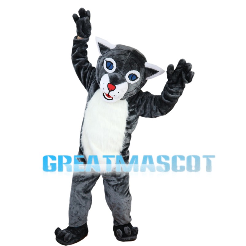 Blue Eyes Wolf With Furry Belly Mascot Costume