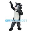 Blue Eyes Wolf With Furry Belly Mascot Costume