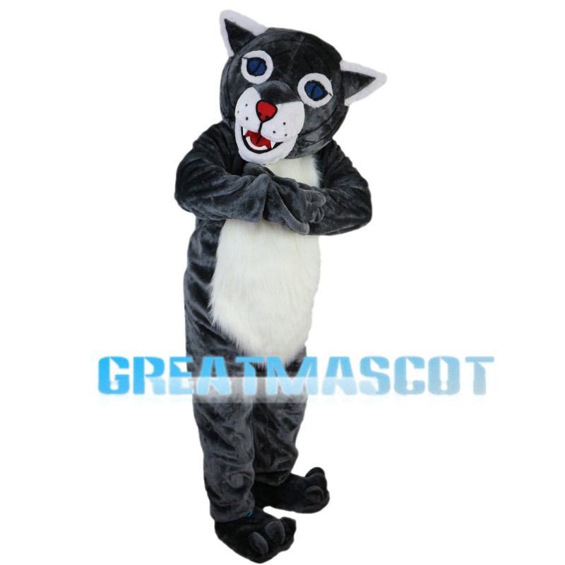 Blue Eyes Wolf With Furry Belly Mascot Costume