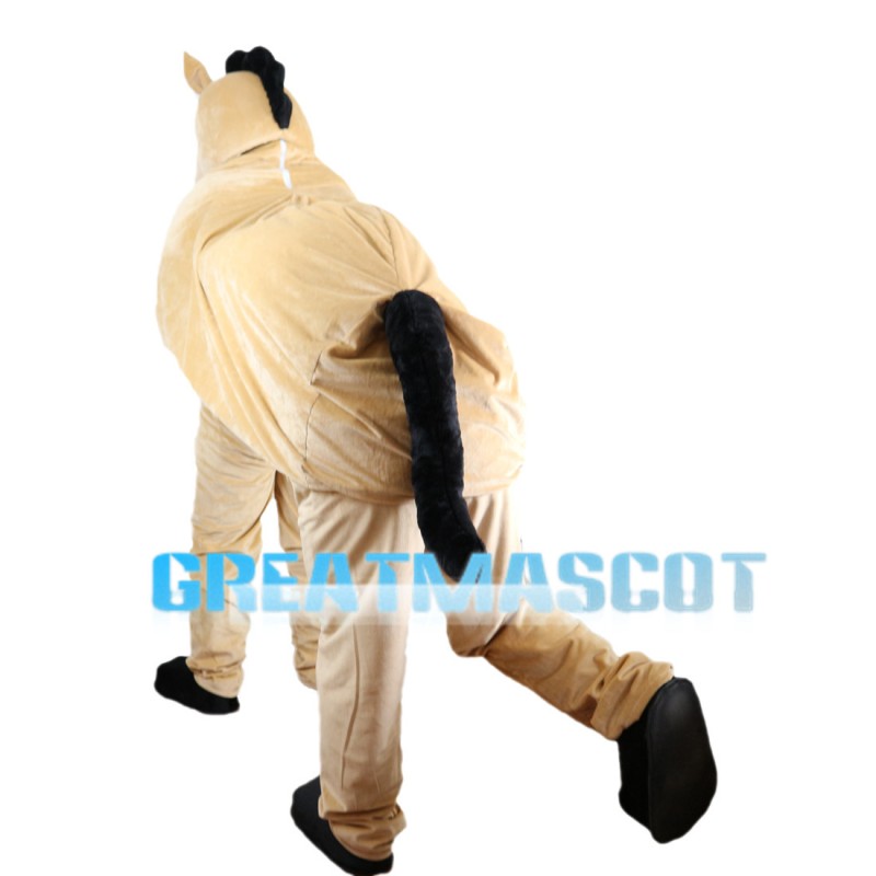 Funny Khaki Double Horse Mascot Costume