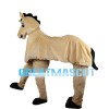 Funny Khaki Double Horse Mascot Costume