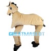 Funny Khaki Double Horse Mascot Costume