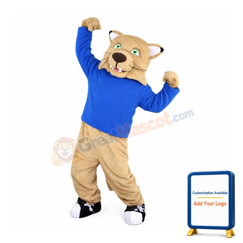 Khaki Tiger With Green Eyes Mascot Costume