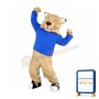 Khaki Tiger With Green Eyes Mascot Costume