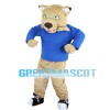 Khaki Tiger With Green Eyes Mascot Costume