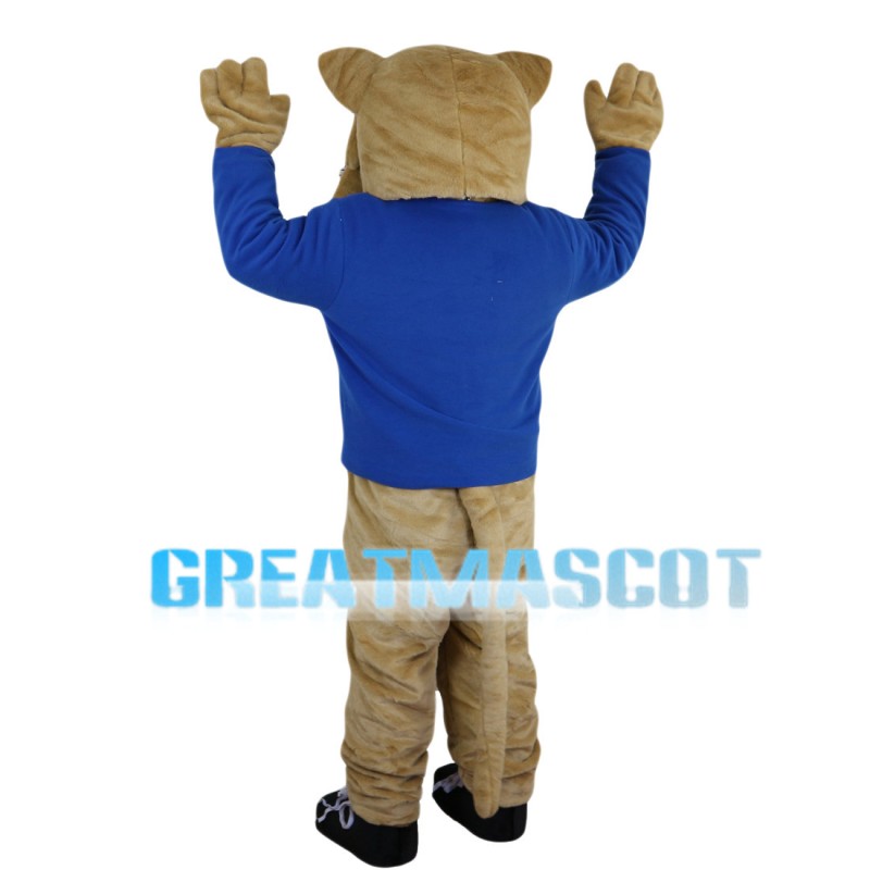 Khaki Tiger With Green Eyes Mascot Costume