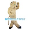 Khaki Tiger With Green Eyes Mascot Costume