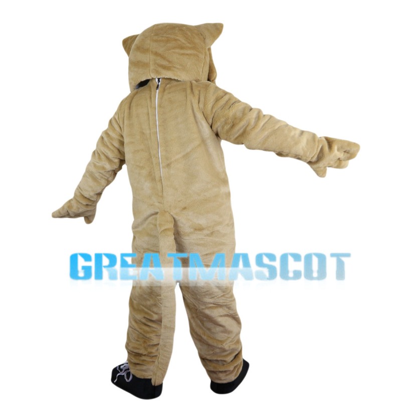 Khaki Tiger With Green Eyes Mascot Costume