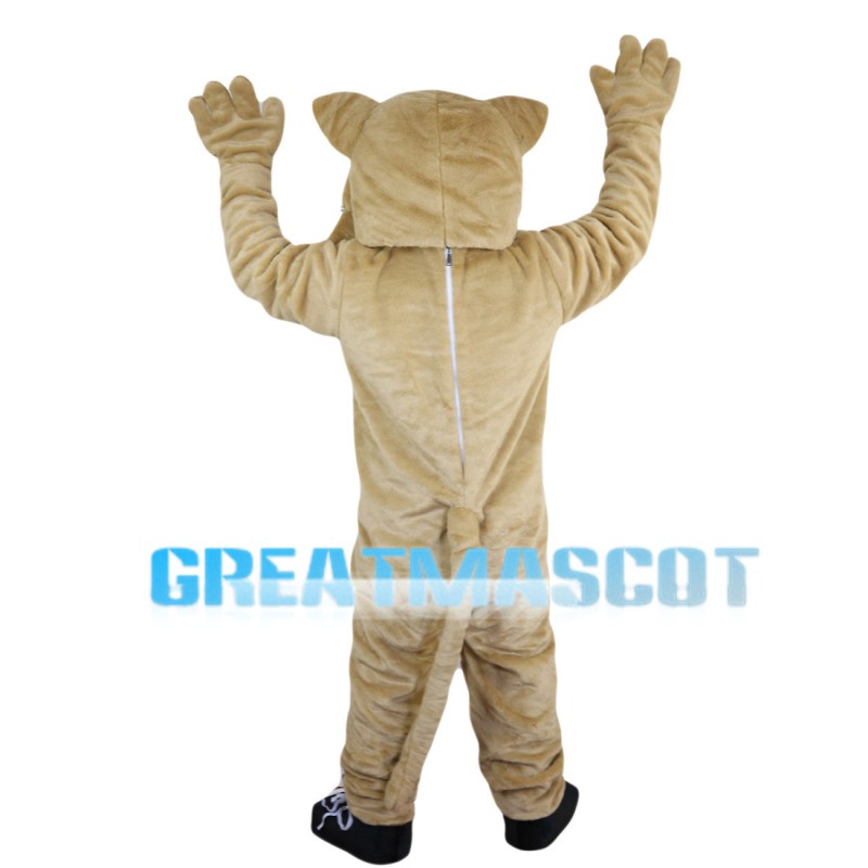 Khaki Tiger With Green Eyes Mascot Costume