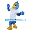 Blue Bird Wearing Yellow Headband Mascot Costume