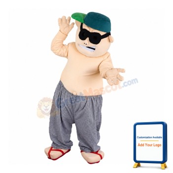 Fat Sumo Wrestler With Sunglasses Mascot Costume