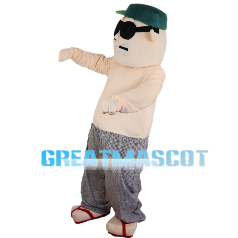 Fat Sumo Wrestler With Sunglasses Mascot Costume