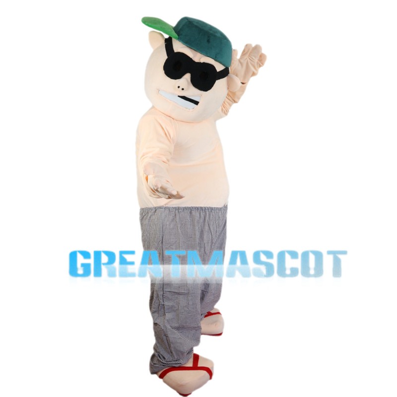 Fat Sumo Wrestler With Sunglasses Mascot Costume