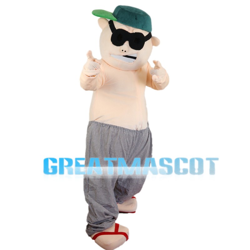 Fat Sumo Wrestler With Sunglasses Mascot Costume