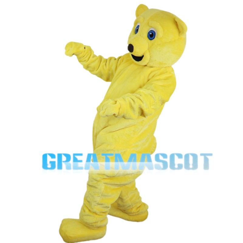 Bright Yellow Teddy Bear Mascot Costume