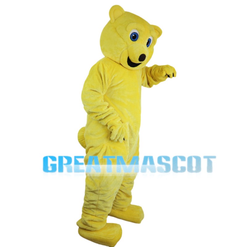Bright Yellow Teddy Bear Mascot Costume