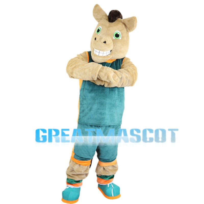 Lively Horse With Dark Green Set Mascot Costume