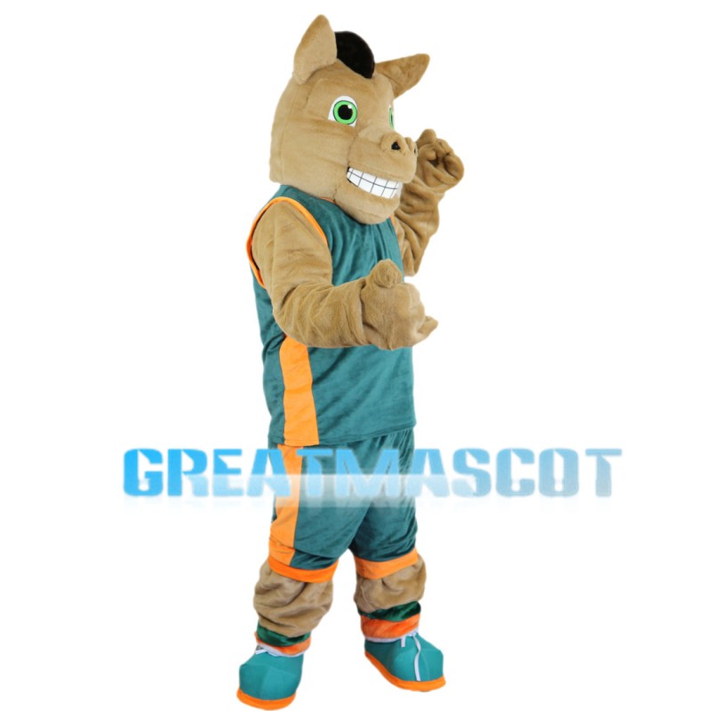 Lively Horse With Dark Green Set Mascot Costume