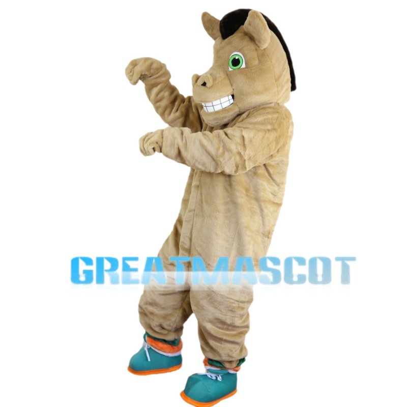 Lively Horse With Dark Green Set Mascot Costume