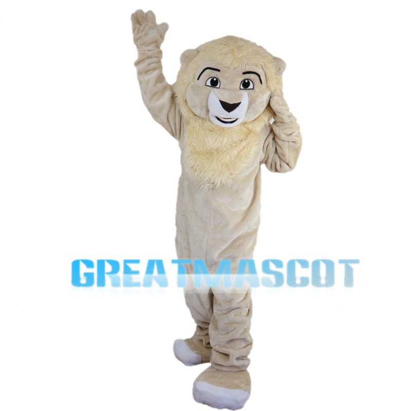 Plush Beige Lion Mascot Costume