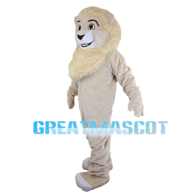Plush Beige Lion Mascot Costume