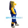 Scary Yellow Boa With Blue Sports Set Mascot Costume