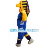 Scary Yellow Boa With Blue Sports Set Mascot Costume