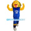 Scary Yellow Boa With Blue Sports Set Mascot Costume