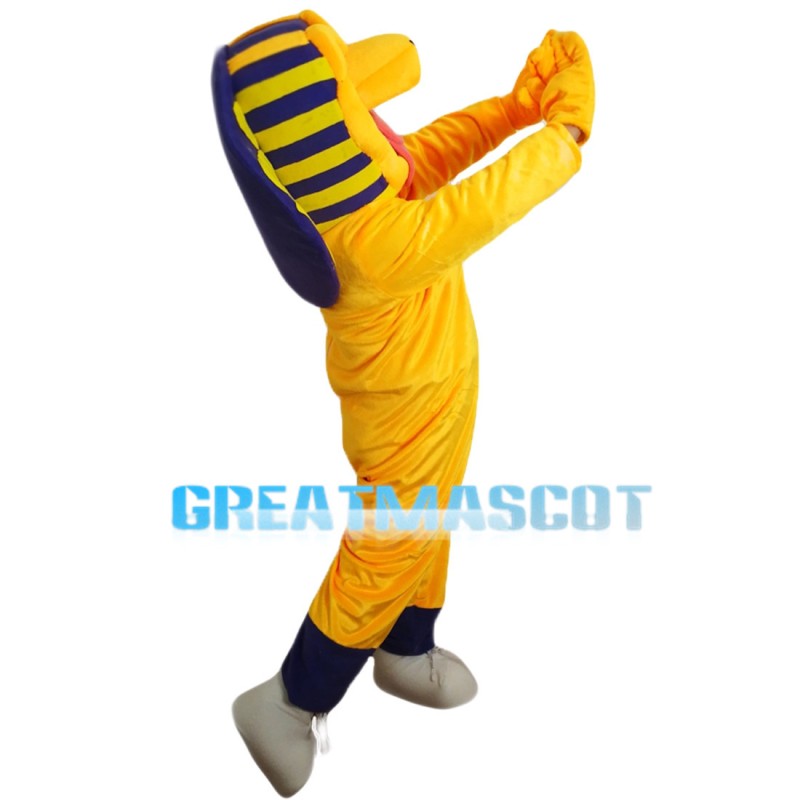 Scary Yellow Boa With Blue Sports Set Mascot Costume