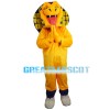 Scary Yellow Boa With Blue Sports Set Mascot Costume