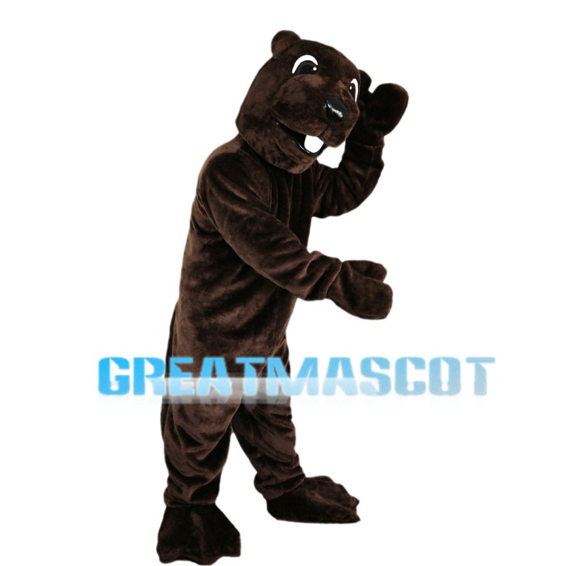 Brown Bucket Otter Mascot Costume