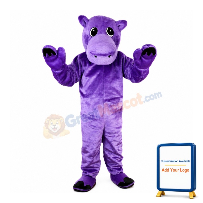 Purple Hippo Mascot Costume