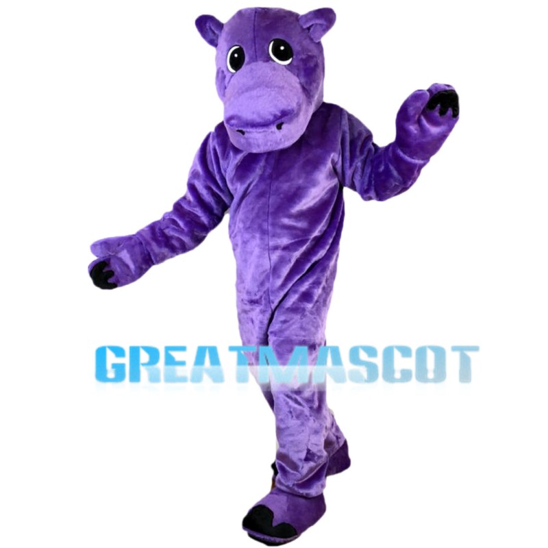 Purple Hippo Mascot Costume