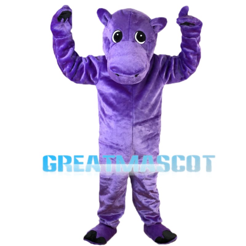 Purple Hippo Mascot Costume