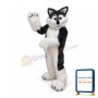 Black & White Long Fur Wolf Mascot Costume