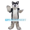 Black & White Long Fur Wolf Mascot Costume