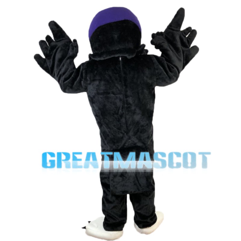 Crow Wearing Purple Clothes Mascot Costume