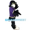Crow Wearing Purple Clothes Mascot Costume