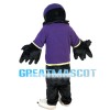 Crow Wearing Purple Clothes Mascot Costume