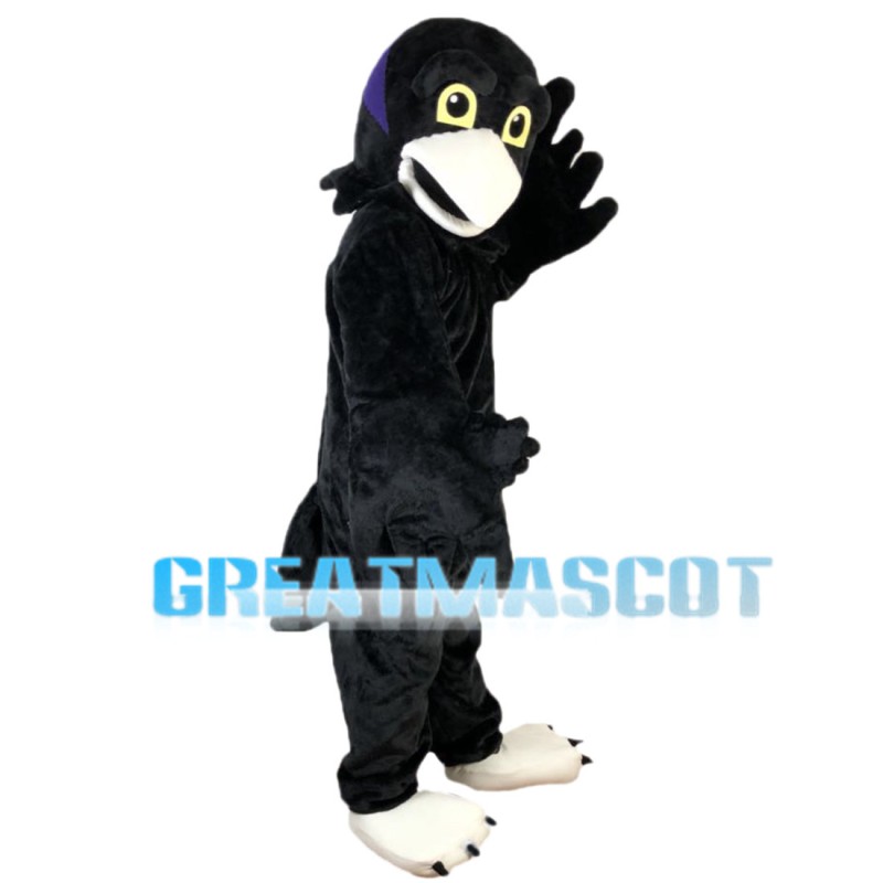 Crow Wearing Purple Clothes Mascot Costume
