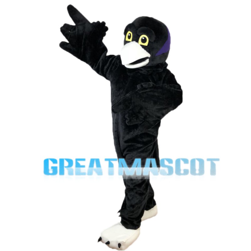 Crow Wearing Purple Clothes Mascot Costume
