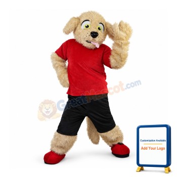 Mischievous Beige Dog Mascot Costume