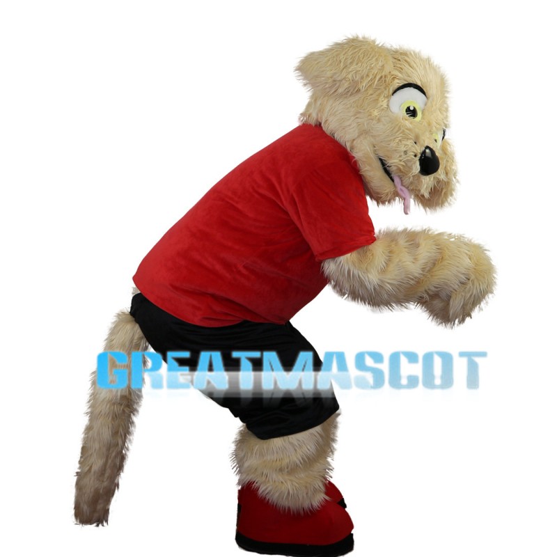 Mischievous Beige Dog Mascot Costume