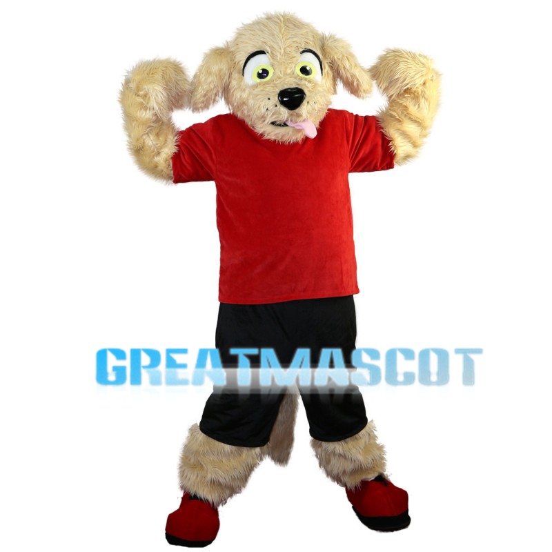 Mischievous Beige Dog Mascot Costume