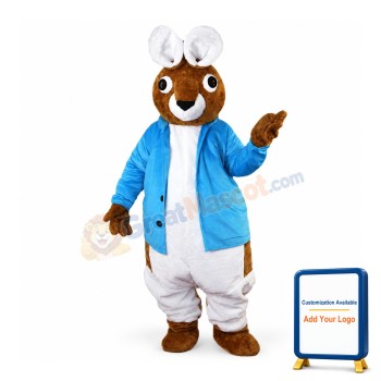 Big Rabbit With Blue Coat Mascot Costume