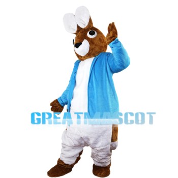 Big Rabbit With Blue Coat Mascot Costume